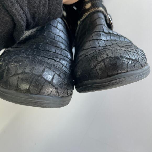 Unity In Diversity Boots Womens 38‎ 7 US Black Buckle Reptile Knee High Leather - Picture 4 of 8